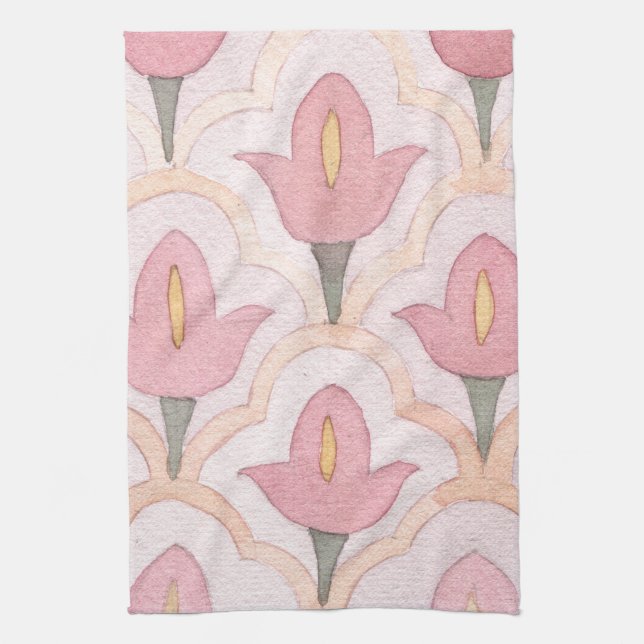 Cute hand painted tulip for dinner cooking time kitchen towel (Vertical)