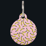 Cute Hand Painted Watercolor Bananas and Pink Pet Name Tag<br><div class="desc">This cute and trendy hand painted watercolor yellow bananas and pink background is perfect for the stylish and fun hipster. Its cool and adorable print is great for many gifts and occasions. Enjoy this playful and fruity design for your next purchase!</div>