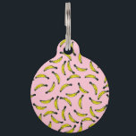 Cute Hand Painted Watercolor Bananas and Pink Pet Name Tag<br><div class="desc">This cute and trendy hand painted watercolor yellow bananas and pink background is perfect for the stylish and fun hipster. Its cool and adorable print is great for many gifts and occasions. Enjoy this playful and fruity design for your next purchase!</div>