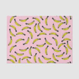 Cute Hand Painted Watercolor Bananas and Pink Tissue Paper