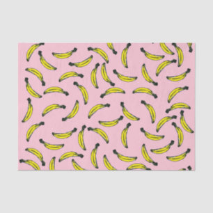 Cute Hand Painted Watercolor Bananas and Pink Tissue Paper