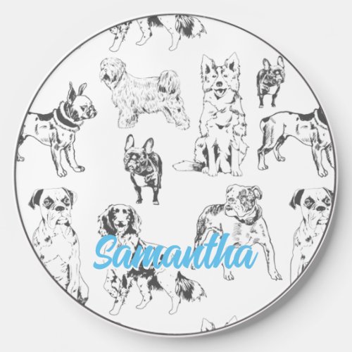 Cute Hand Sketch Drawing Pattern Dog Lover Wireless Charger