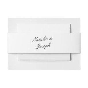 Cute Hand Written Funky Unique Modern Wedding Invitation Belly Band