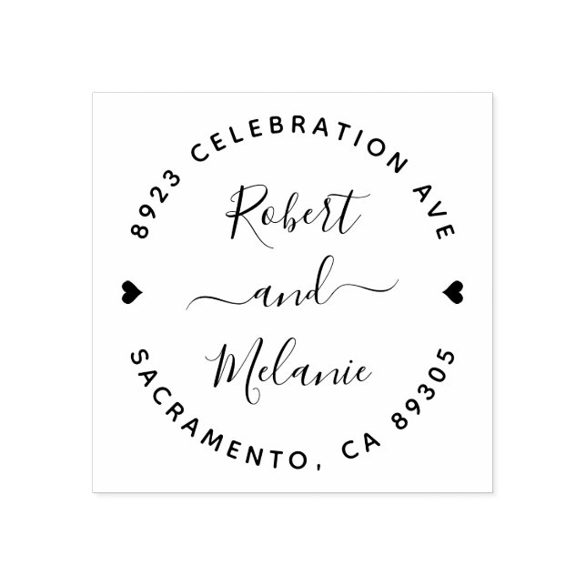 Cute Hand-written Names Wedding Return Address Rubber Stamp (Imprint)