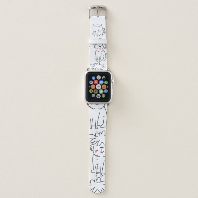 Cute handdrawn seamless pattern with cute doodle f apple watch band (Front)