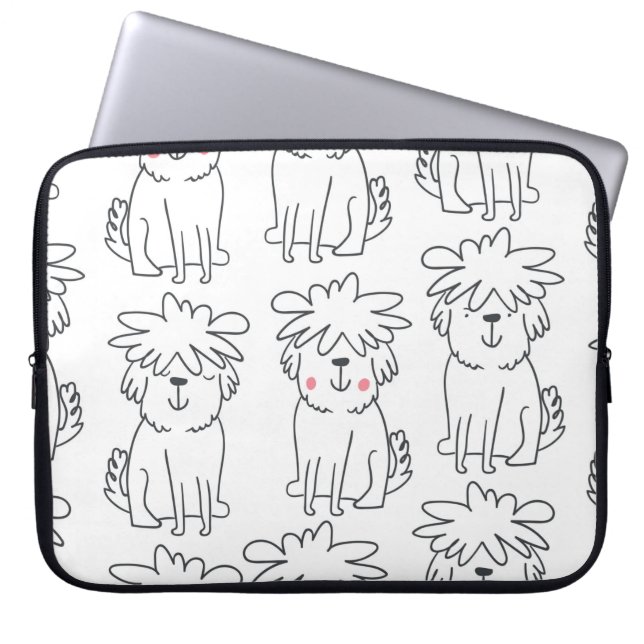 Cute handdrawn seamless pattern with cute doodle f laptop sleeve (Front)