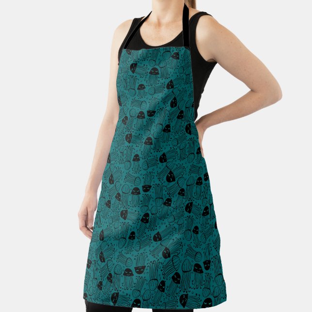 Cute handmade jelly fish pattern background apron (Insitu)