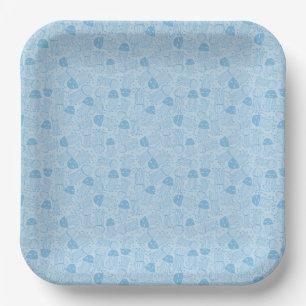 Cute handmade jelly fish pattern blue background paper plates
