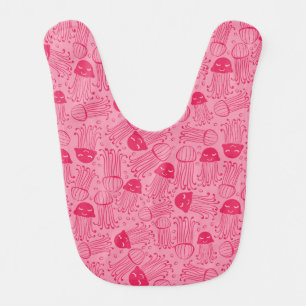 Cute handmade jelly fish pattern pink background baby bib