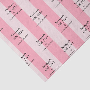 Cute Handmade Pink Stripe Logo  Tissue Paper