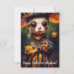 Cute Handmade Style Autumn Pumpkin Halloween Cat Card