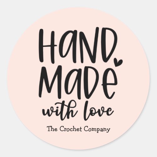 Cute Handmade With Love Blush Business Sticker