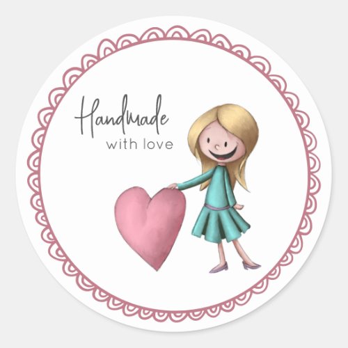 Cute Handmade with Love  Classic Round Sticker