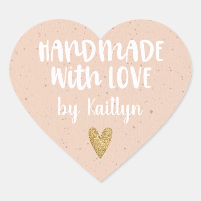 Cute Handmade With Love  Heart Sticker (Front)