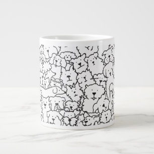 Cute Handrawn Dog Doodle Design Giant Coffee Mug