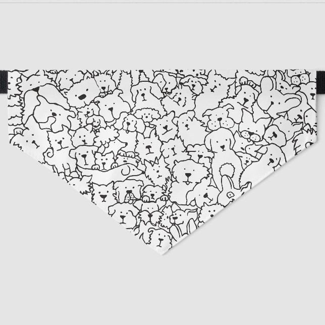 Cute Handrawn Dog Doodle Design Pet Bandana Collar (Front)