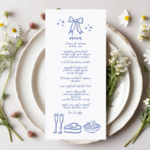 Cute Handwritten Doodle Bow Wedding Reception Menu