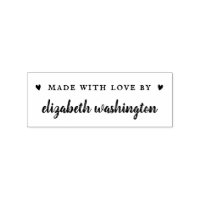 Cute Handwritten Made With Love By Custom Name Rubber Stamp