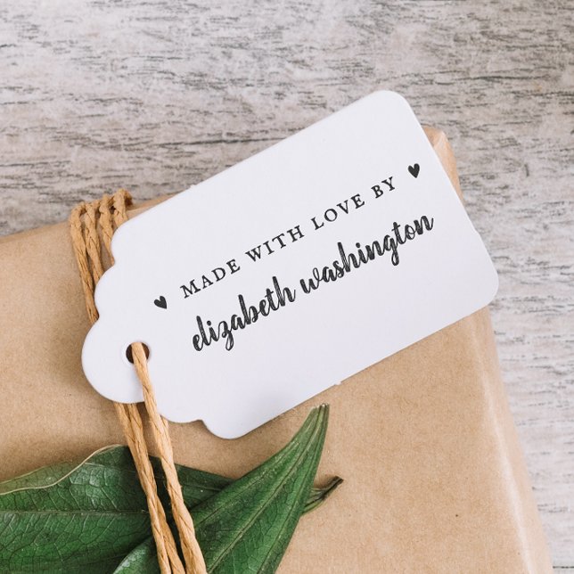 Cute Handwritten Made With Love By Custom Name Rubber Stamp (Rubber Stamp Mock-up)