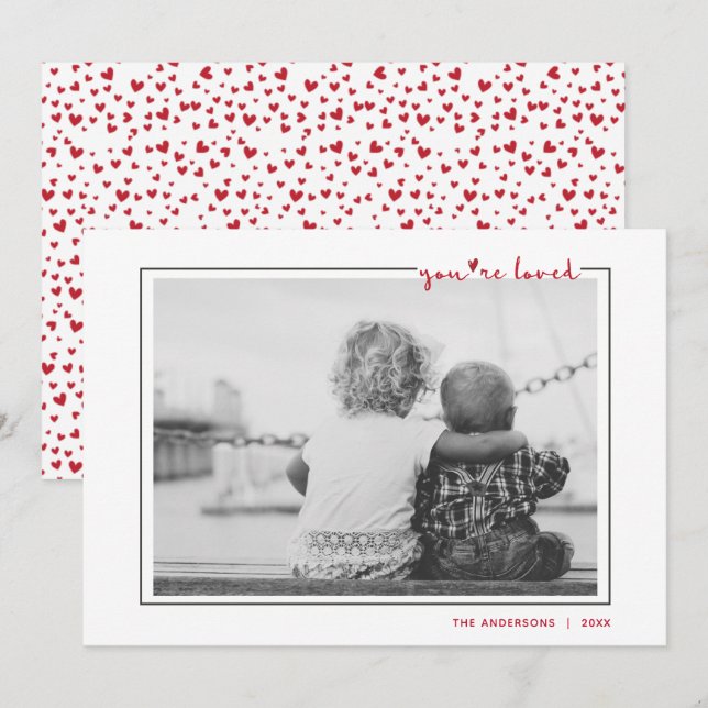 Cute Handwritten You're Loved Frame Valentine Invitation (Front/Back)