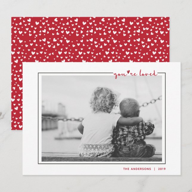 Cute Handwritten You're Loved Frame Valentine Invitation (Front/Back)