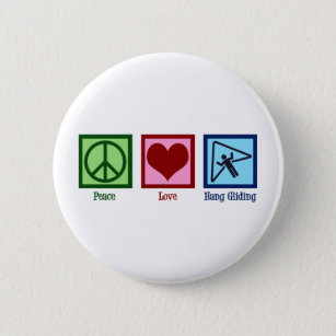 Cute Hang Glider Peace Love Hang Gliding Company Button