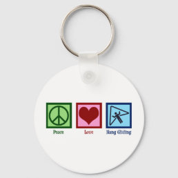 Cute Hang Glider Peace Love Hang Gliding Company Keychain