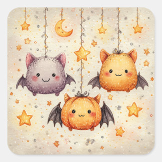 Cute Hanging Bats Halloween Stickers