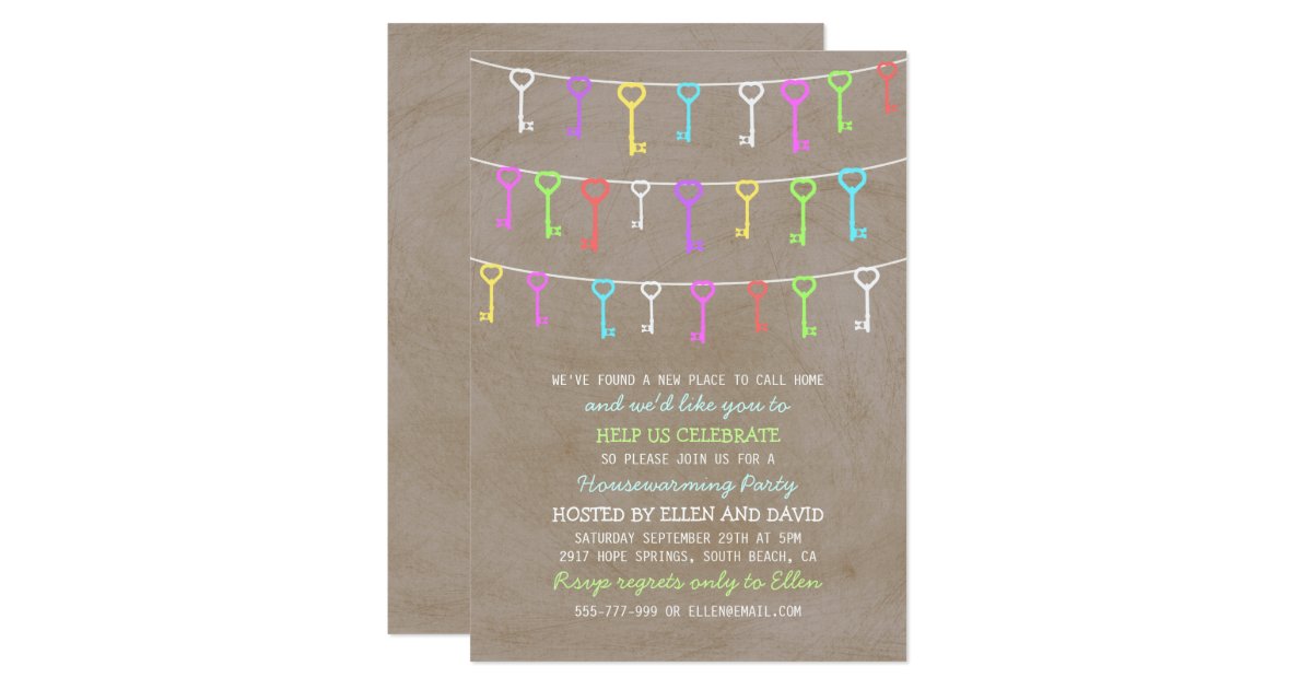 Cute Hanging Keys New Home Housewarming Invitation Zazzle Com