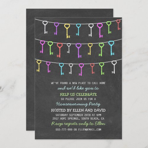 Cute Hanging Keys New Home Housewarming Invitation