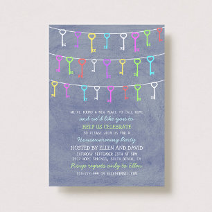 Cute Hanging Keys New Home Housewarming Invitation