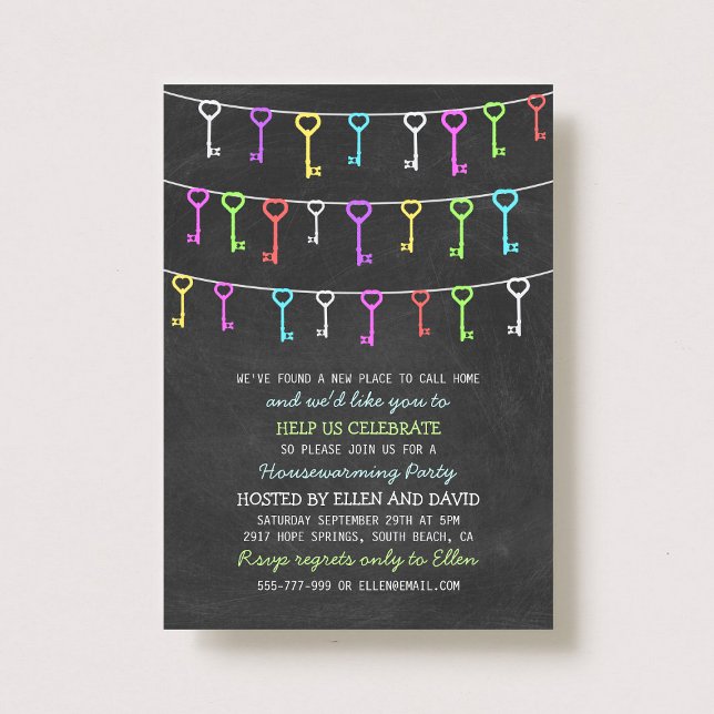 Cute Hanging Keys New Home Housewarming Invitation (Creator Uploaded)