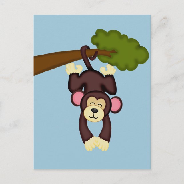 Cute Hanging Monkey Postcard (Front)