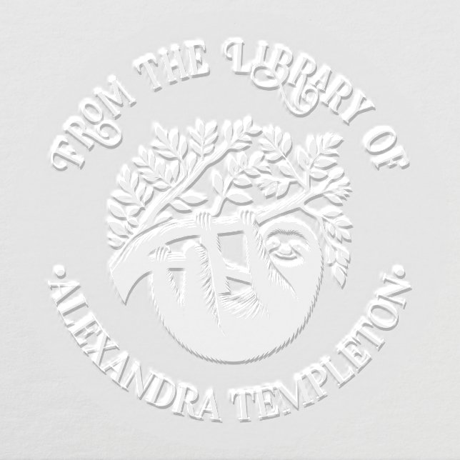 Cute Hanging Sloth #3 Library Book Name Embosser (Design)