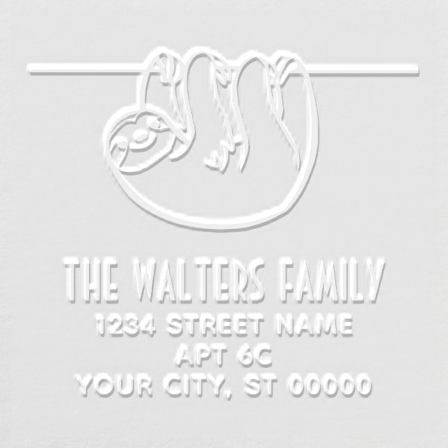 Cute Hanging Sloth Name Return Address Embosser (Design)