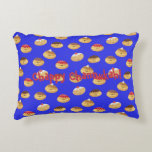 Cute Hannukah doughnut patterned  Accent Pillow<br><div class="desc">Originally hand painted motifs,  this festive sufganiyot (doughnuts) throw pillow will bring a smile this Hannukah season! Available in other colorways. Please follow me on Instagram :)  https://www.instagram.com/deborahb.designs/</div>
