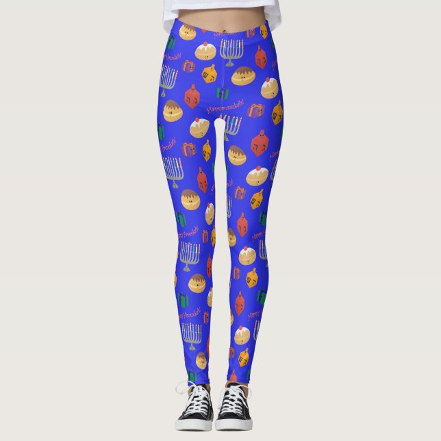 Cute Hannukah Patterned Leggings (Front)