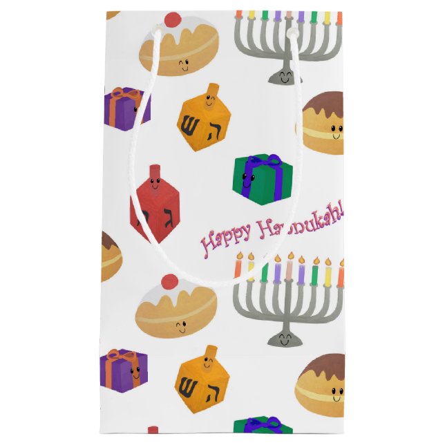 Cute Hannukah Patterned Small Gift Bag (Front)