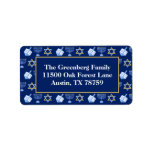 Cute Hanukkah Blue Menorah Dreidel Return Address Label<br><div class="desc">Beautiful Hanukkah return address labels in pretty blue with a cool pattern of Judaism star,  dreidel for fun Chanukah games,  and the Jewish menorah for the holiday. Customize these cute labels to match your Hanukah cards.</div>