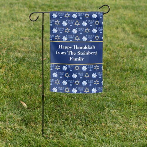 Cute Hanukkah Custom Blue Jewish Family Garden Flag
