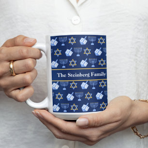 Cute Hanukkah Dreidel Menorah Personalized Gift Coffee Mug