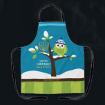 Cute Hanukkah Owl & Menorah in Snowy Tree Colorful Apron<br><div class="desc">This Cute, Colorful Hanukkah Owl & Menorah in a Snowy Tree is totally fun! The Colorful Cartoon style will delight kids of all ages, Apron is designed to make people smile. Includes the words "Light up the Night" and space for your name. All text can be easily changed or deleted....</div>