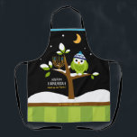 Cute Hanukkah Owl & Menorah Snowy Tree Night Apron<br><div class="desc">This Cute, Colorful Hanukkah Owl & Menorah in a Snowy Tree on Starry Night is totally fun! The Colorful Cartoon style will delight kids of all ages. Apron is designed to make people smile. Includes the words "Light up the Night" and space for your name. All text can be easily...</div>