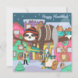 Cute Hanukkah Sloth Note Card