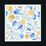 Cute Hanukkah Watercolor Bar Bat Mitzvah Jewish Napkins<br><div class="desc">Perfect napkins for a hanukkah party, bat mitzvah, bar mitzvah, jewish wedding, jewish holidays or other Jewish celebration! Hand made watercolor art for you! FULLY CUSTOMIZABLE! Click "edit using design tool" to add text, adjust colors and placements (or check my shop for designs with editable text). THANK YOU FOR SUPPORTING...</div>