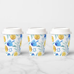 Cute Hanukkah Watercolor Bar Bat Mitzvah Jewish Paper Cups<br><div class="desc">Perfect paper cups for a hanukkah party, bat mitzvah, bar mitzvah, jewish wedding, jewish holidays or other Jewish celebration! Hand made watercolor art for you! FULLY CUSTOMIZABLE! Click "edit using design tool" to add text, adjust colors and placements (or check my shop for designs with editable text). THANK YOU FOR...</div>