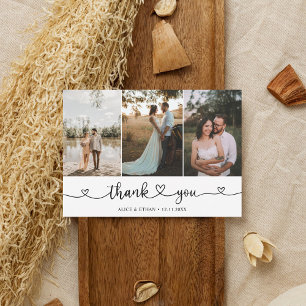 Cute Hanwriting Calligraphy Heart Photo Thank You Card