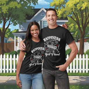 Cute happiness Husband Wife word art Anniversary T-Shirt