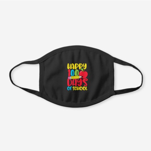 Cute Happy 100 Days Of School Teachers And Kids 1 Black Cotton Face Mask