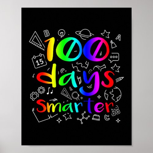 Cute Happy 100Th Day Of School Gift 100 Days Smart Poster